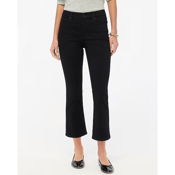 NWT J. Crew Factory Mid-Rise Flare Leg Crop Jean Stretch In Black Size 26 Tall - Picture 1 of 9